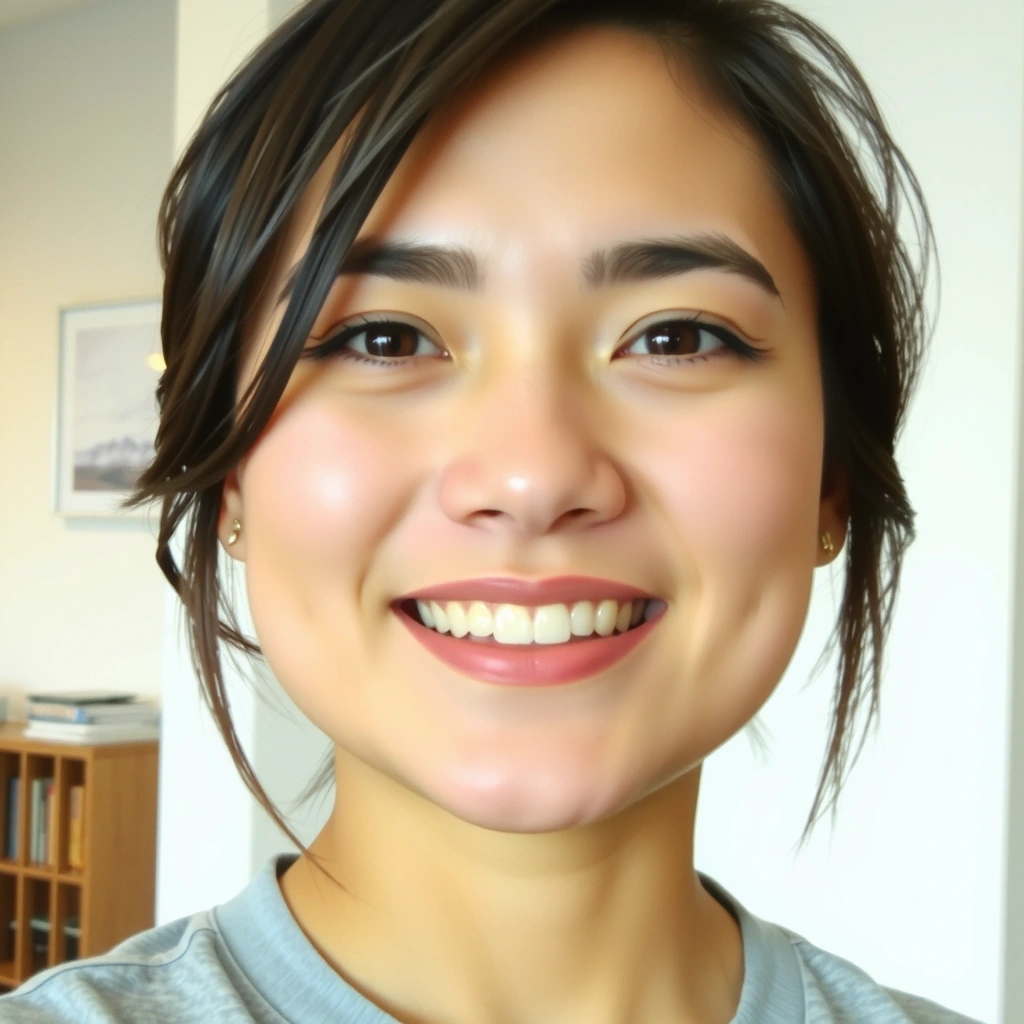 Profile picture of a happy female user.